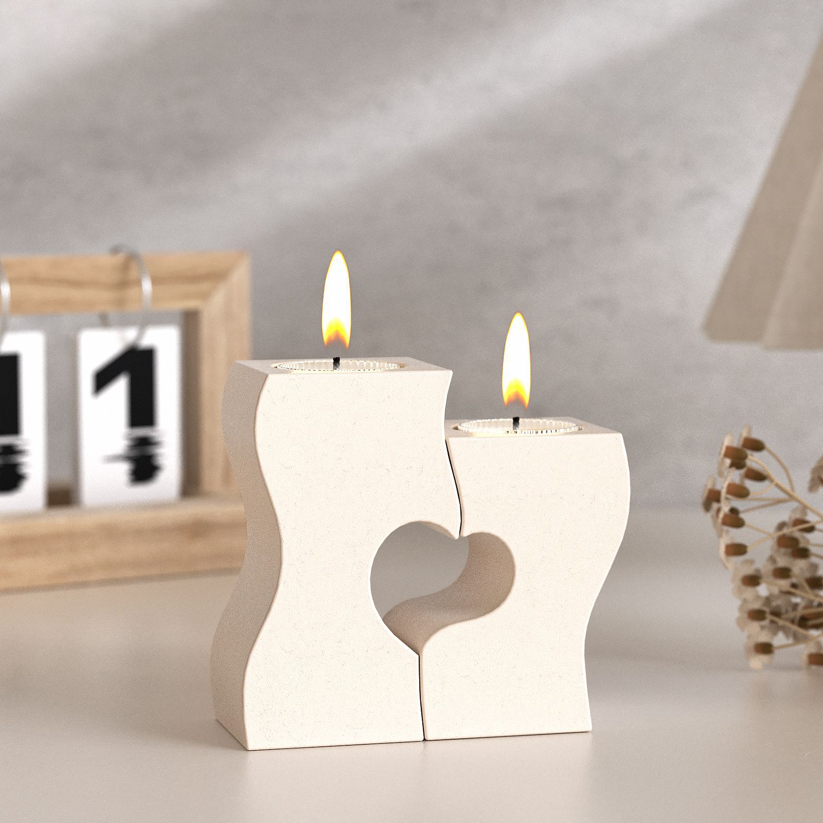 Resin Art Mold - S Heart Candlestick Silicone Molds DIY