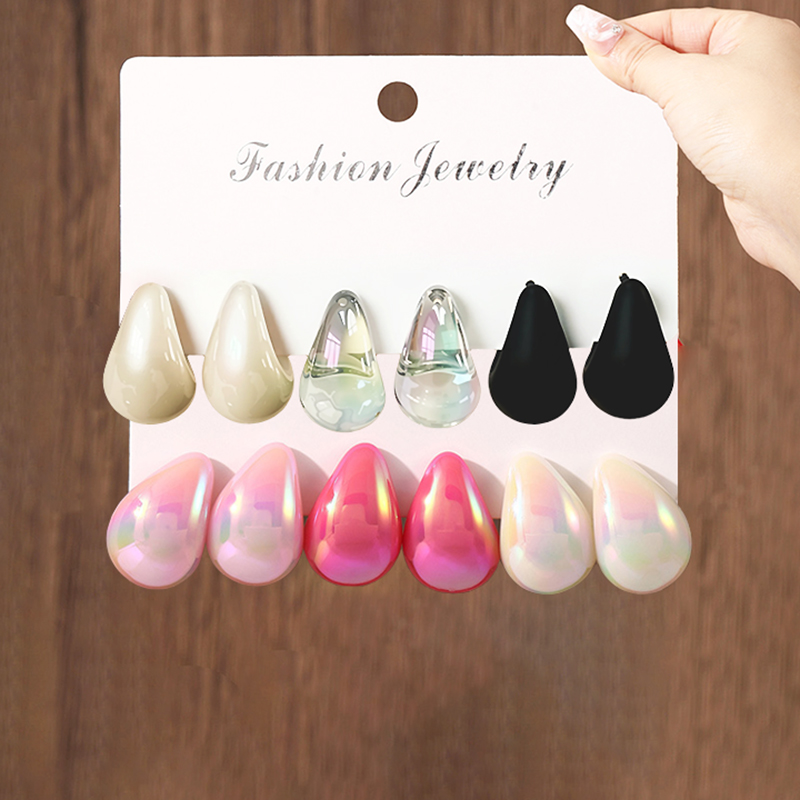3 Pairs Fashion Resin Drop Ear - đánh giá và giá Resin Art Ring