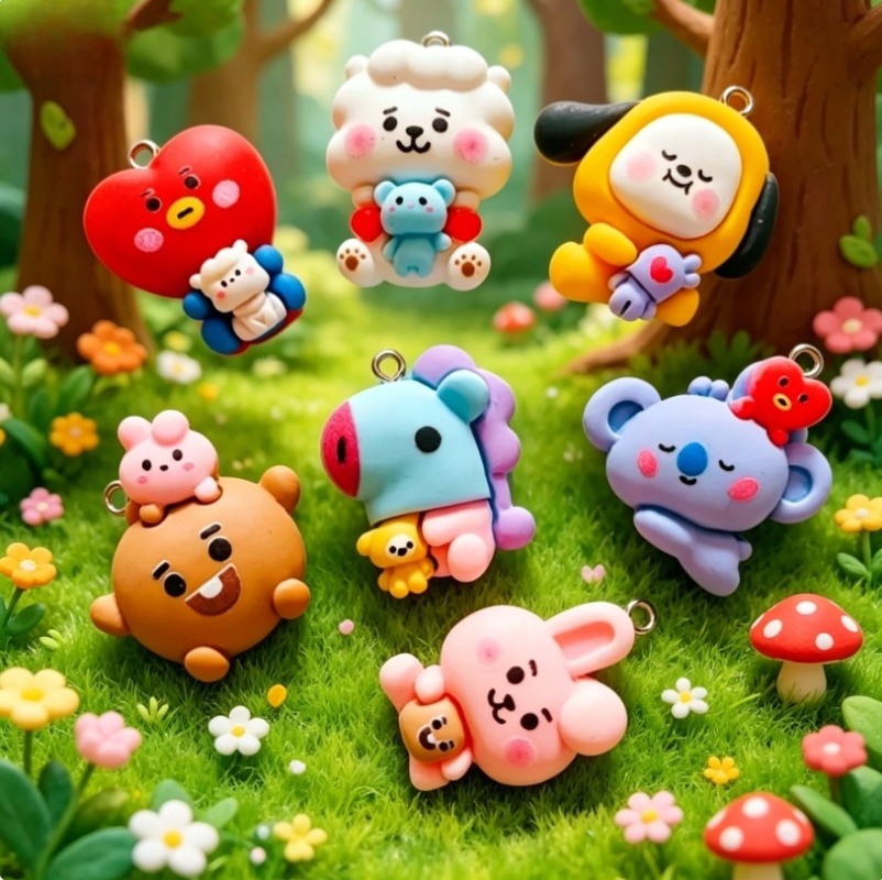 7pcs BT21 Resin Cartoon Charm  - đánh giá và giá Resin Art Supplies Near Me